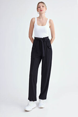 Beli Kuşaklı Modal Kumaş Salaş Pantolon