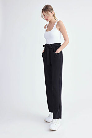 Beli Kuşaklı Modal Kumaş Salaş Pantolon