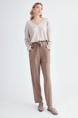 Beli Kuşaklı Modal Kumaş Salaş Pantolon