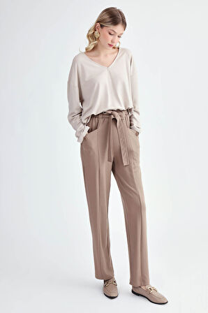 Beli Kuşaklı Modal Kumaş Salaş Pantolon