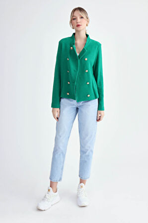 Gold Düğmeli Triko Ceket