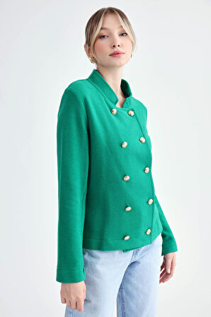 Gold Düğmeli Triko Ceket