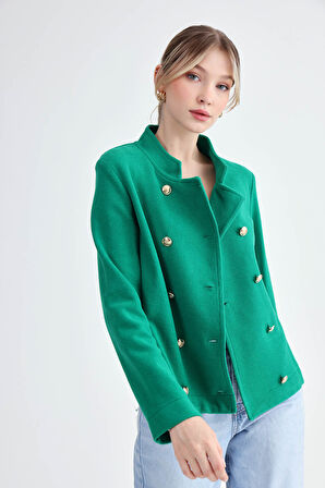 Gold Düğmeli Triko Ceket