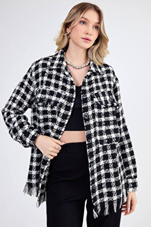 Desenli Püskül Detaylı Oduncu Gömlek