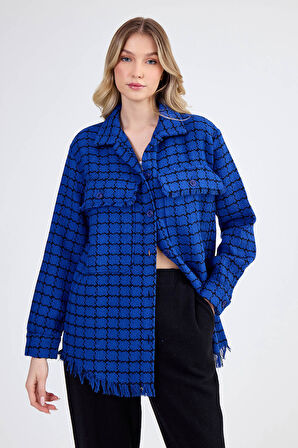 Desenli Püskül Detaylı Oduncu Gömlek