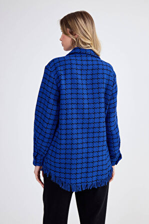 Desenli Püskül Detaylı Oduncu Gömlek