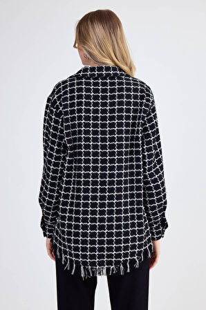 Desenli Püskül Detaylı Oduncu Gömlek