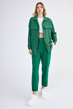 Desenli Püskül Detaylı Oduncu Gömlek