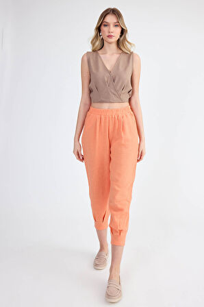 Viskon Keten Pileli Pantolon