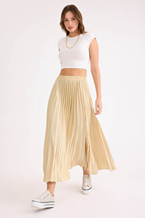 Beli Lastikli Piliseli Midi Boy Saten Etek