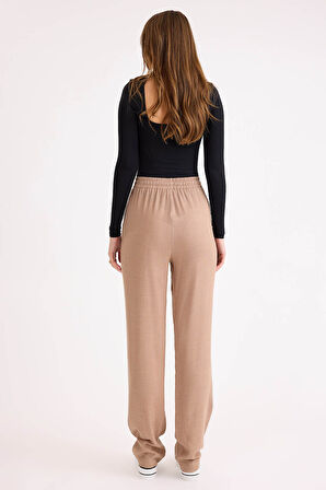 Beli Bağcıklı Viskon Keten Pantolon