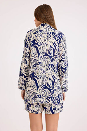 Çiçek Desen Tek Düğme Ceket