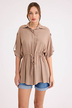 Beli Lastikli Düşük Omuz Salaş Bluz