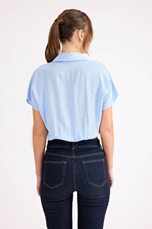 Beli Bağlamalı Kısa Kol Salaş Gömlek