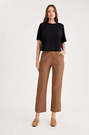 Yüksek Bel Pileli Pantolon