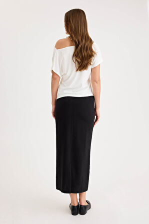 Önü Dikişli Midi Boy Etek