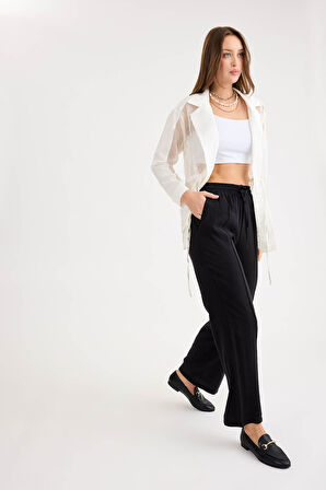 Beli Lastikli Önü Dikiş Detaylı Pantolon