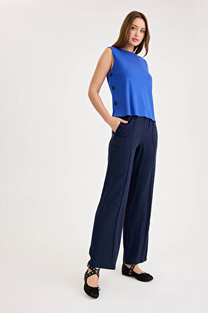 Beli Lastikli Önü Dikiş Detaylı Pantolon