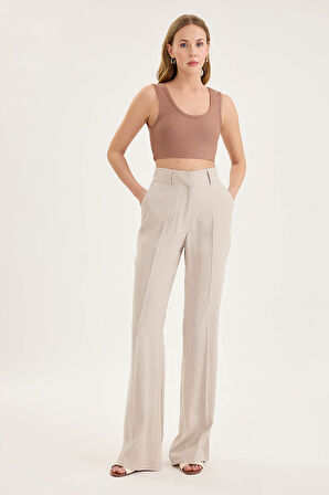 İspanyol Paça Yüksek Bel Tensel Pantolon