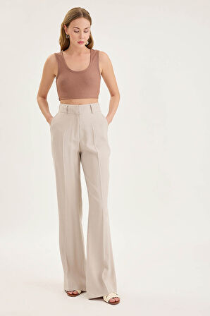 İspanyol Paça Yüksek Bel Tensel Pantolon