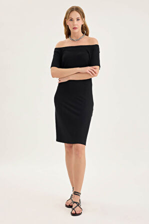 Kayık Yaka Mini Elbise