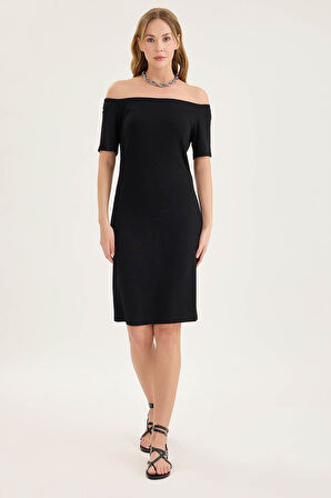 Kayık Yaka Mini Elbise