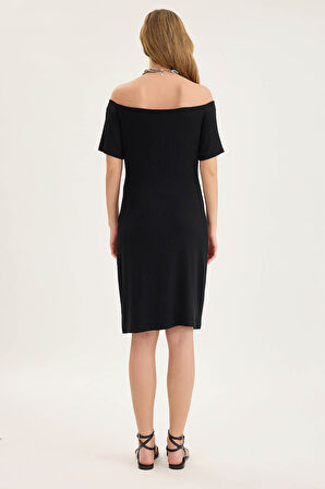 Kayık Yaka Mini Elbise