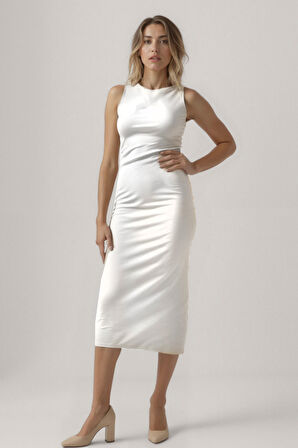 Omuzu Düğüm Detaylı Örme Elbise