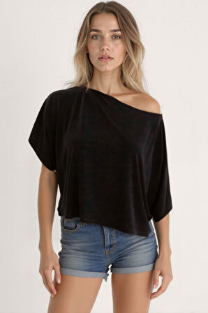 Kayık Yaka Modal Salaş Bluz