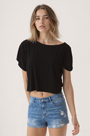 Kayık Yaka Modal Salaş Bluz