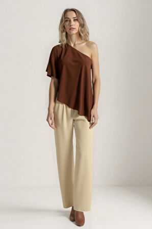 Tek Omuz Kayık Yaka Bluz