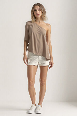 Tek Omuz Kayık Yaka Bluz