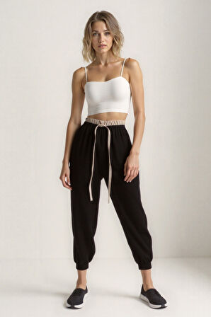 Bel Kısmı Çift Renkli Pantolon