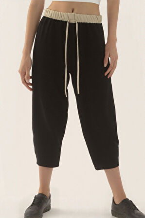 Bel Kısmı Çift Renkli Pantolon