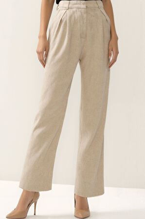 Pens Detaylı Pileli Palazzo Pantolon