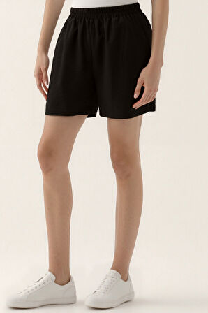 Beli Lastikli Krinkıl Kumaş Cepli Şort