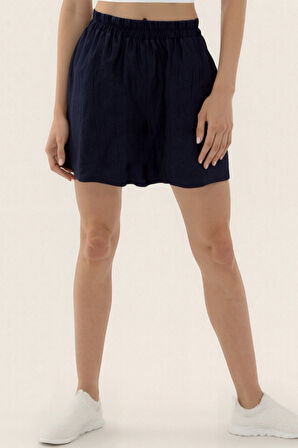 Beli Lastikli Krinkıl Kumaş Cepli Şort