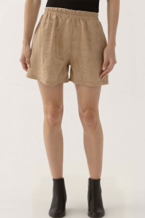 Beli Lastikli Krinkıl Kumaş Cepli Şort