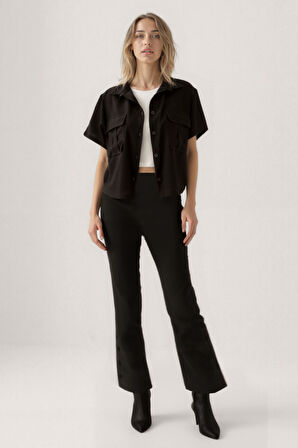 Kapak Cepli Krinkıl Kumaş Gömlek