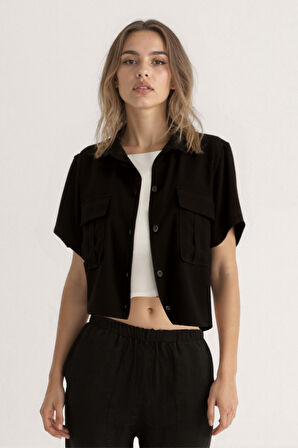 Kapak Cepli Krinkıl Kumaş Gömlek