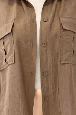 Kapak Cepli Krinkıl Kumaş Gömlek