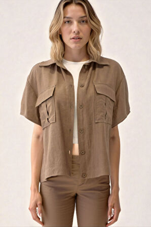 Kapak Cepli Krinkıl Kumaş Gömlek