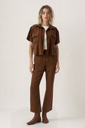 Kapak Cepli Krinkıl Kumaş Gömlek