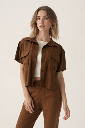 Kapak Cepli Krinkıl Kumaş Gömlek