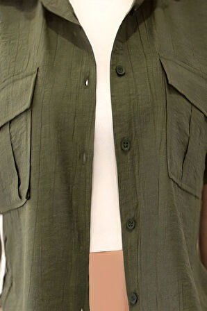 Kapak Cepli Krinkıl Kumaş Gömlek