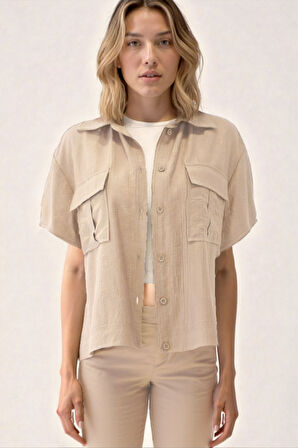 Kapak Cepli Krinkıl Kumaş Gömlek