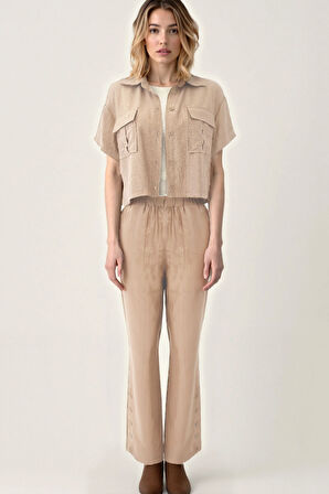 Kapak Cepli Krinkıl Kumaş Gömlek