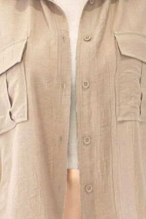 Kapak Cepli Krinkıl Kumaş Gömlek