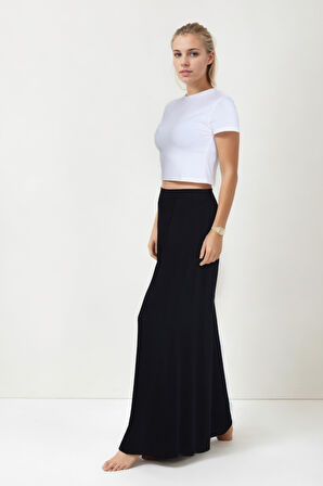 Pile Detaylı Geniş Paça Pantolon