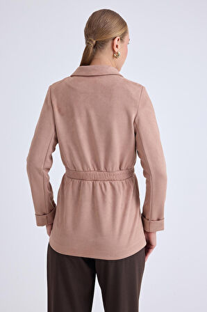 Belden Bağlamalı Süet Ceket